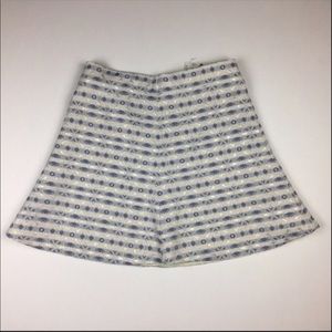 J. Crew blue, cream and gold circle skirt